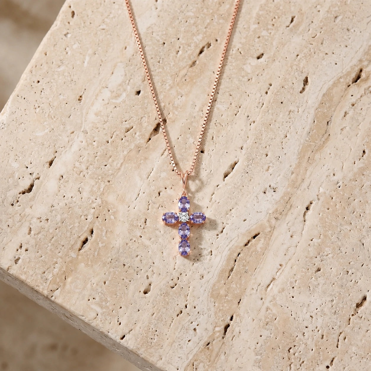 Rose Gold Grace Necklace Tanzanite 10K — Nadia