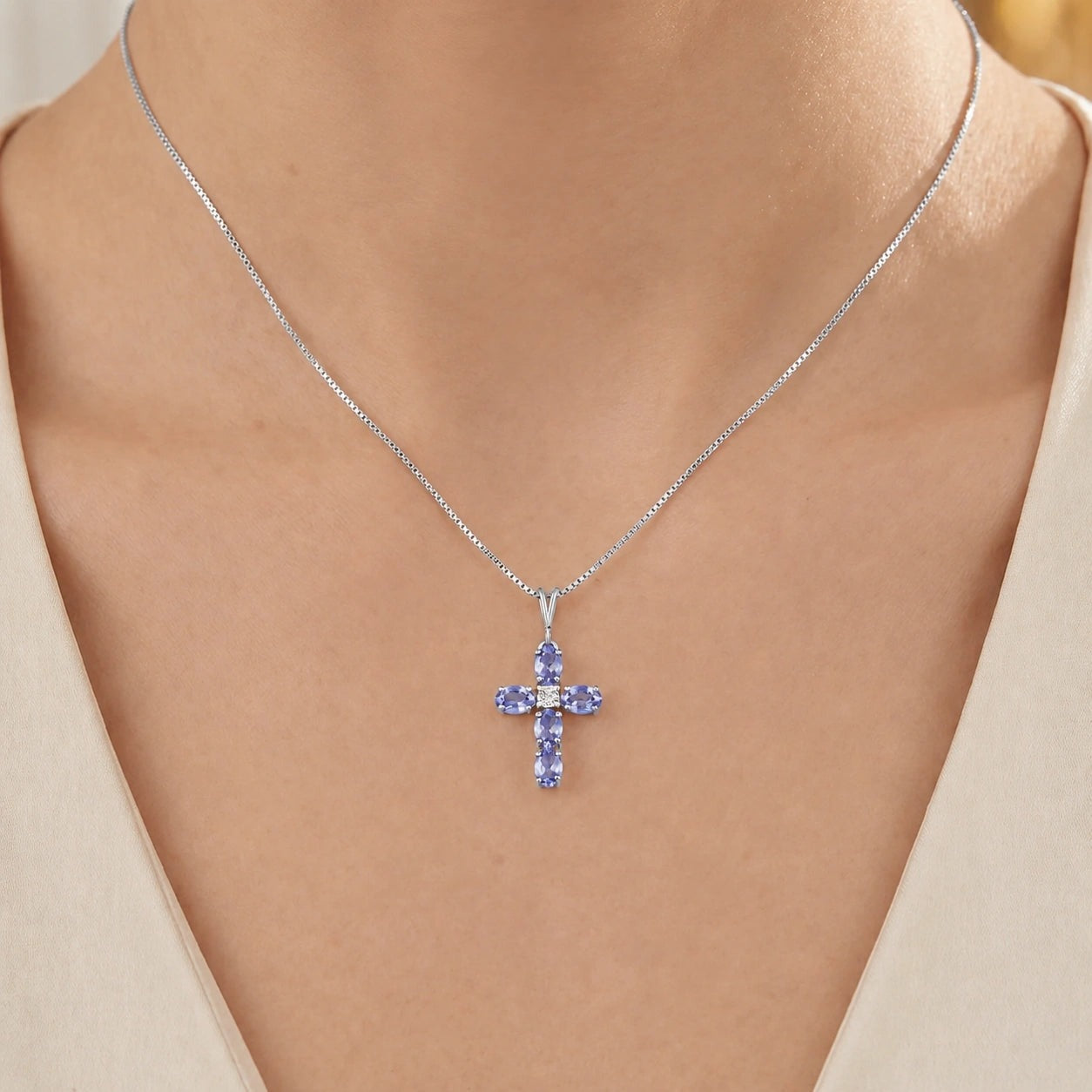 White Gold Grace Necklace Tanzanite 10K — Nadia