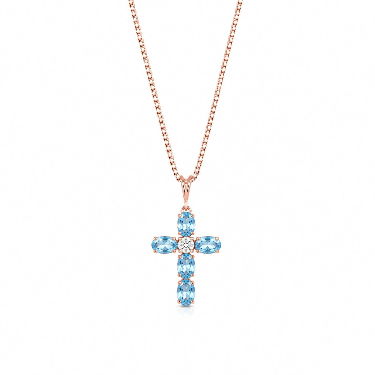 Rose Gold Grace Necklace Blue Topaz 10K — Nadia