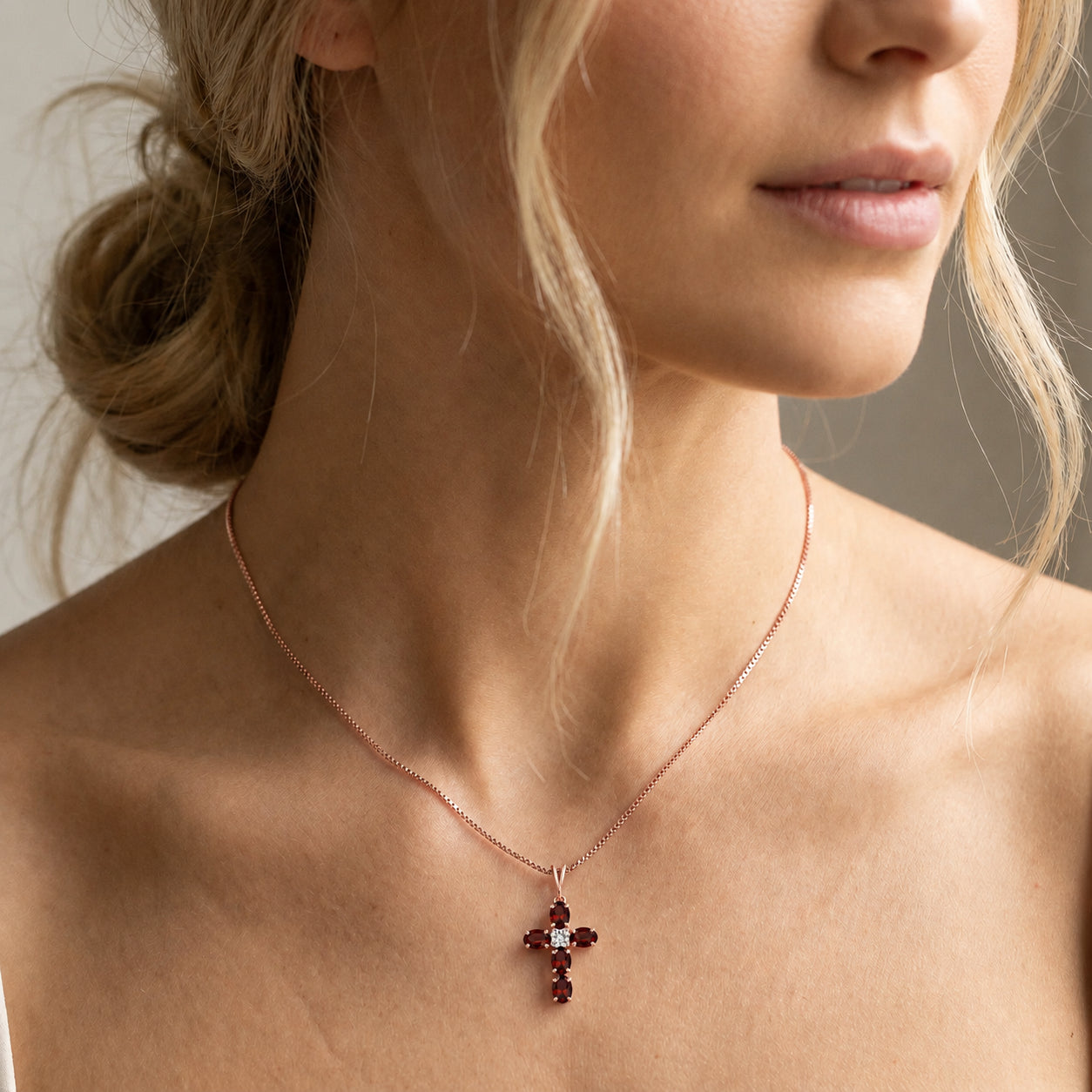 Rose Gold Grace Necklace Blue Topaz 10K — Nadia