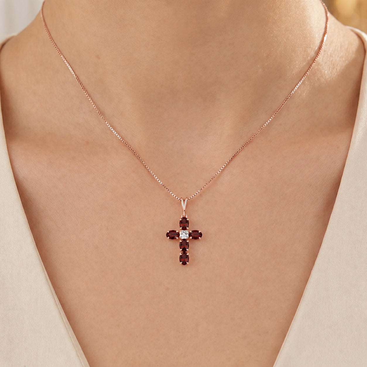 Rose Gold Grace Necklace Blue Topaz 10K — Nadia