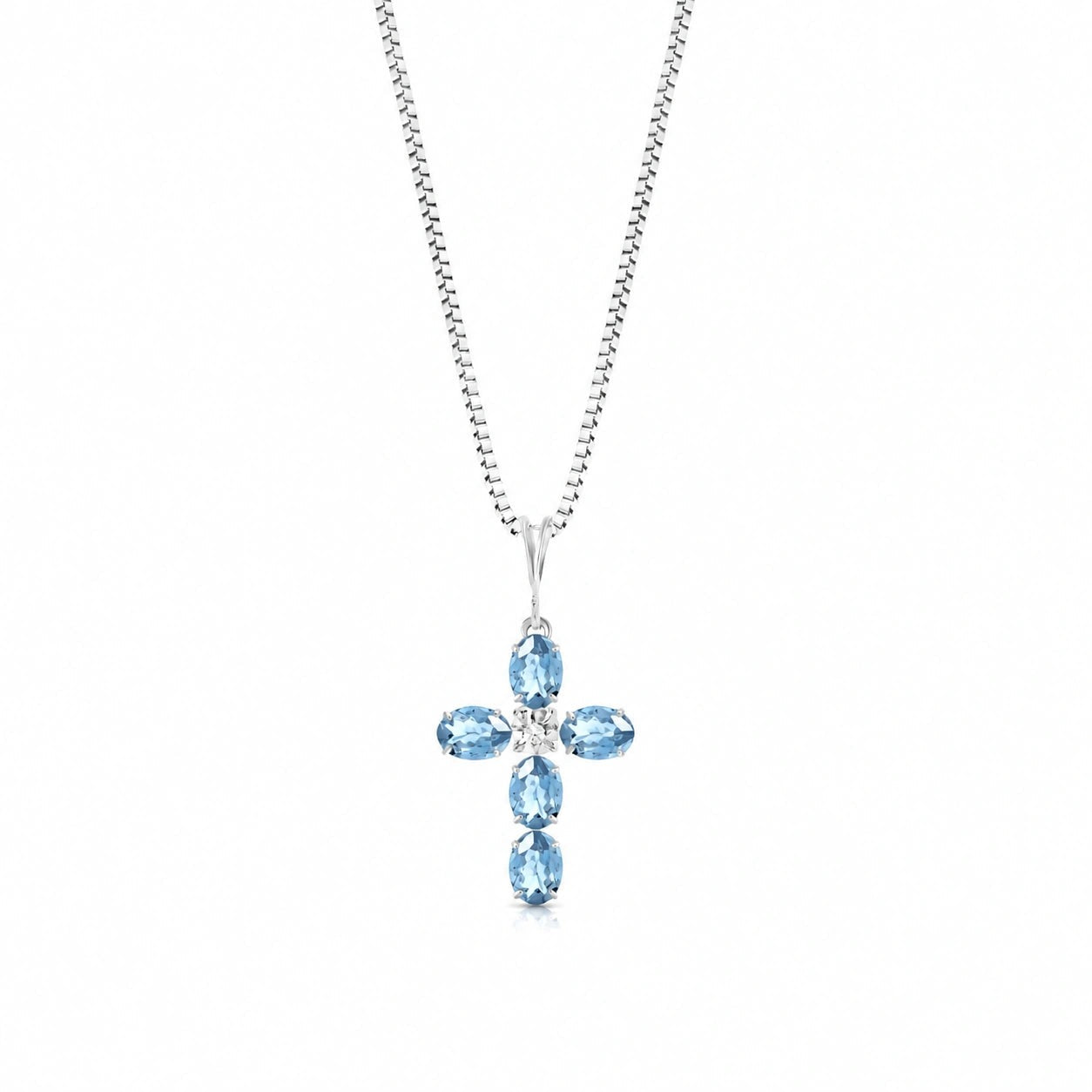 White Gold Grace Necklace Blue Topaz 10K — Nadia