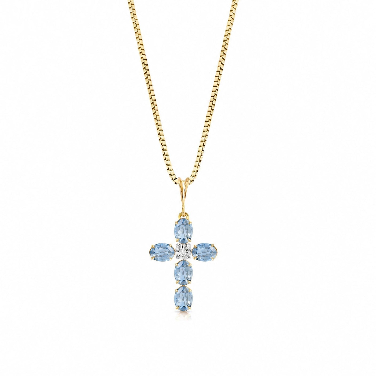 Yellow Gold Grace Necklace Blue Topaz 10K — Nadia
