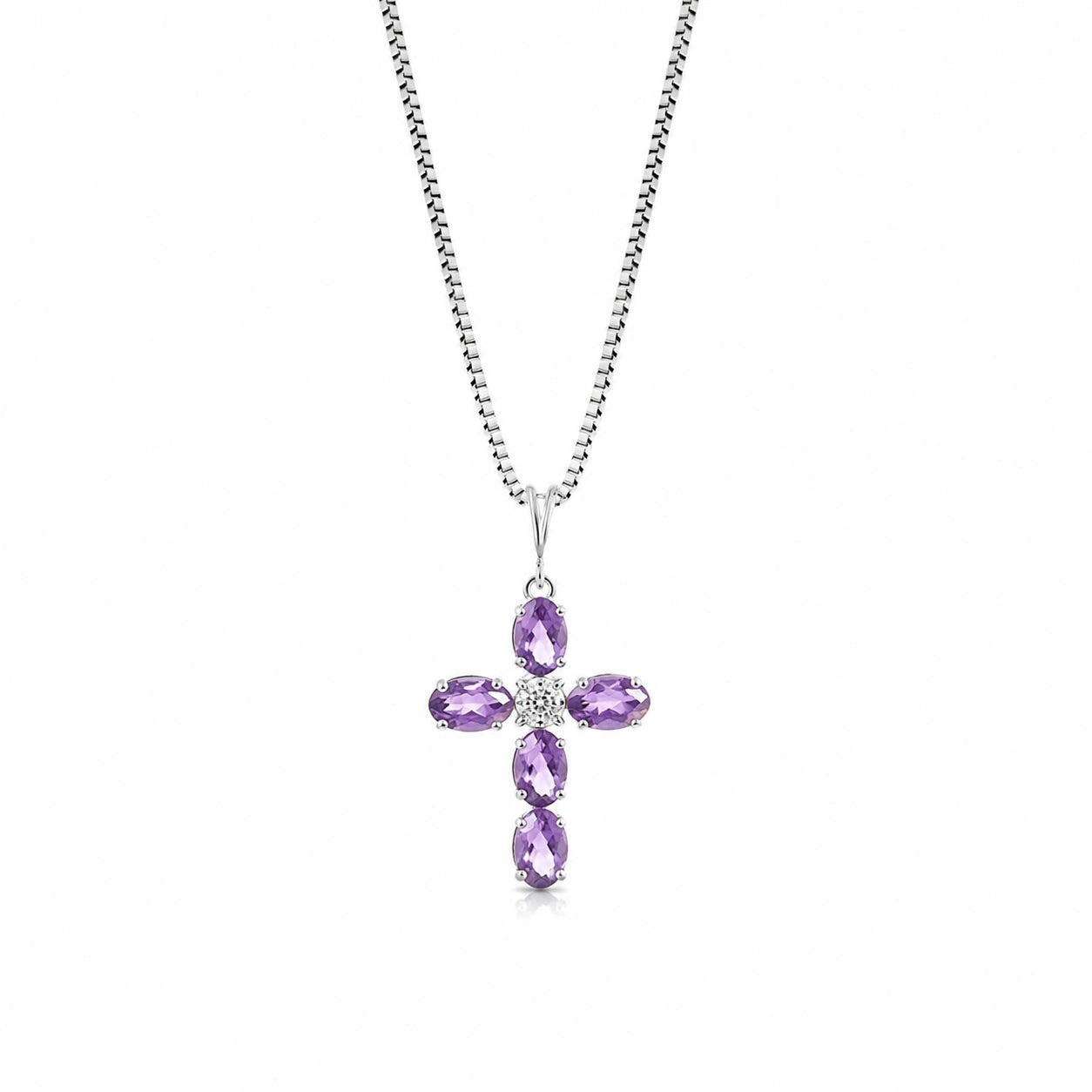 White Gold Grace Necklace Amethyst 10K — Nadia