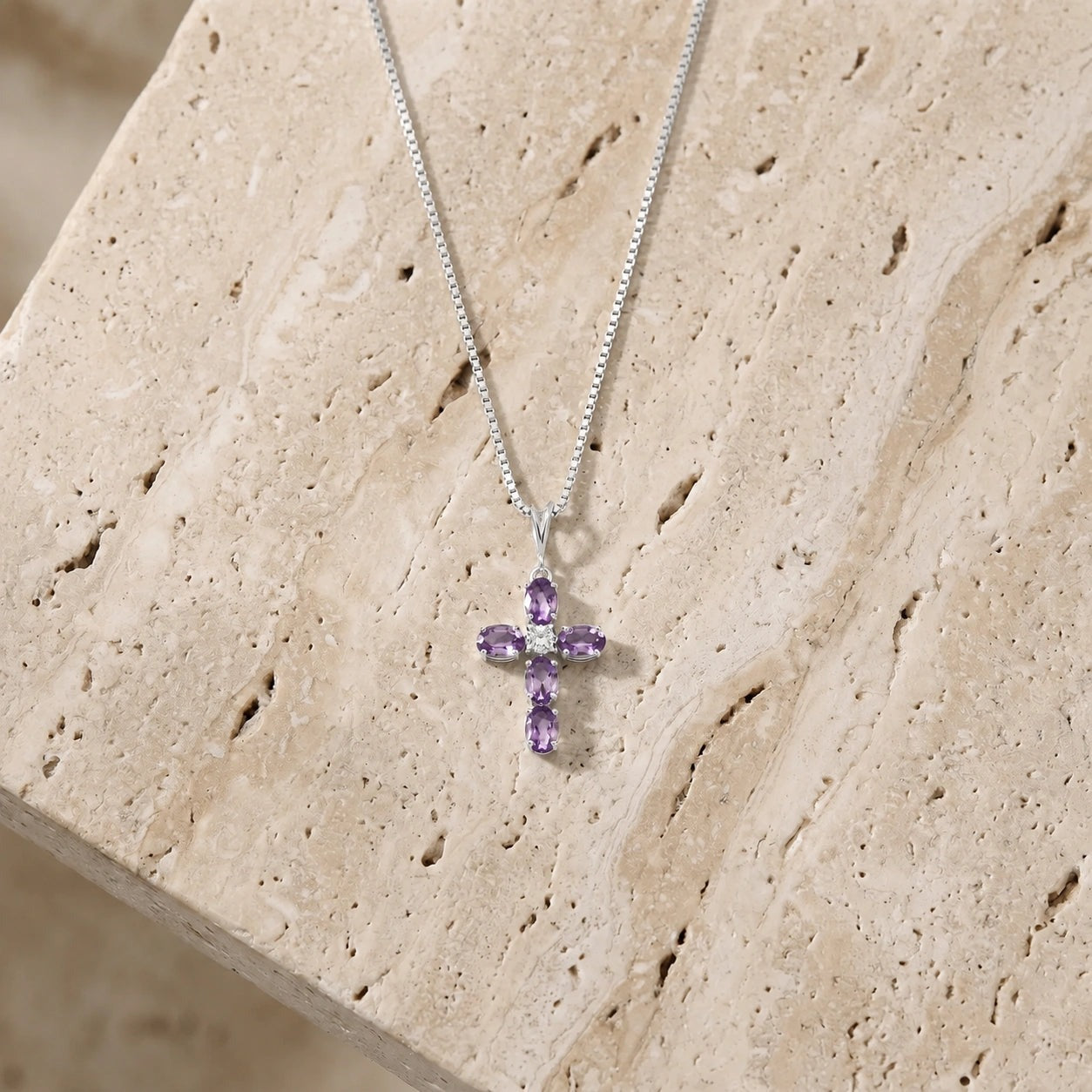 White Gold Grace Necklace Amethyst 10K — Nadia