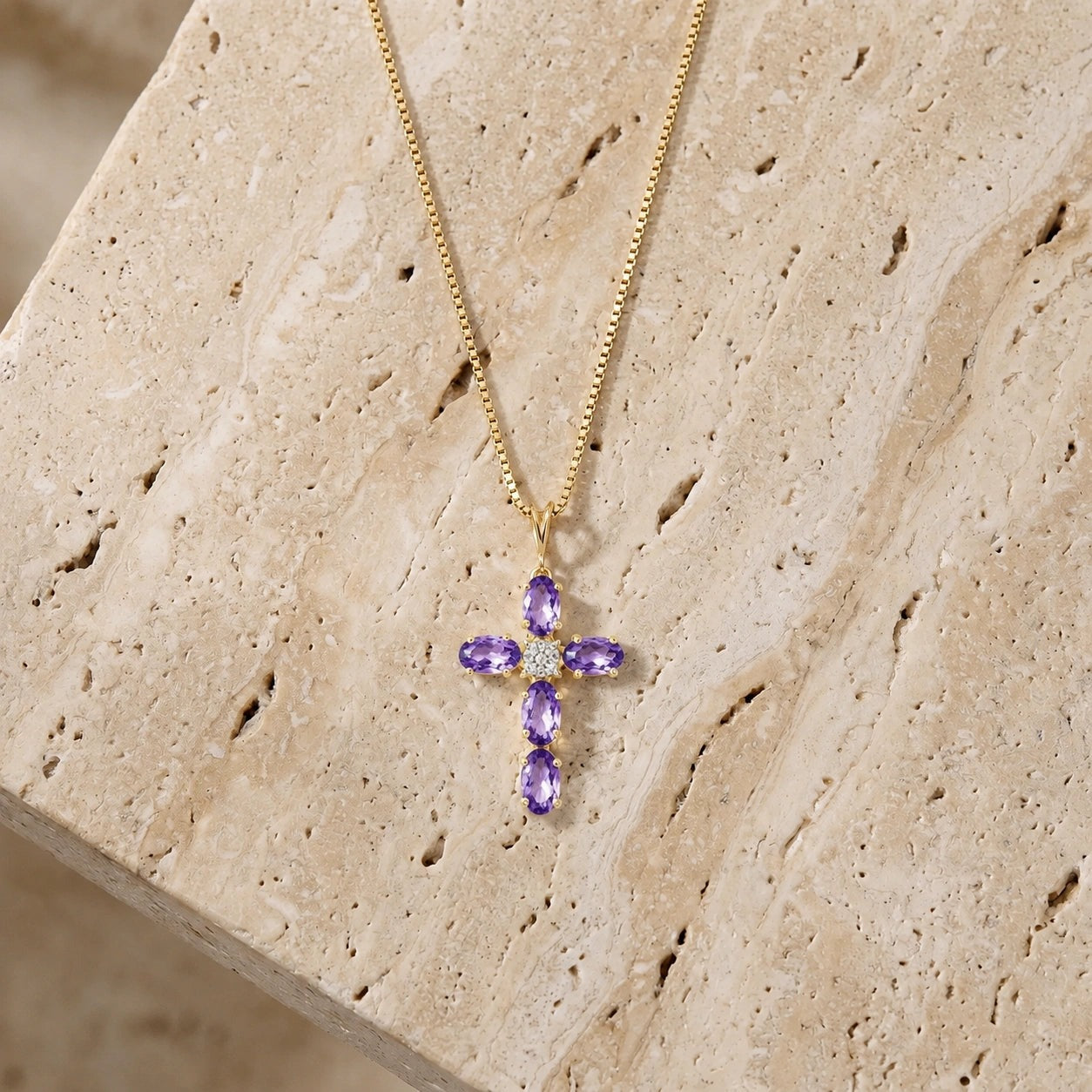 Yellow Gold Grace Necklace Amethyst 10K — Nadia