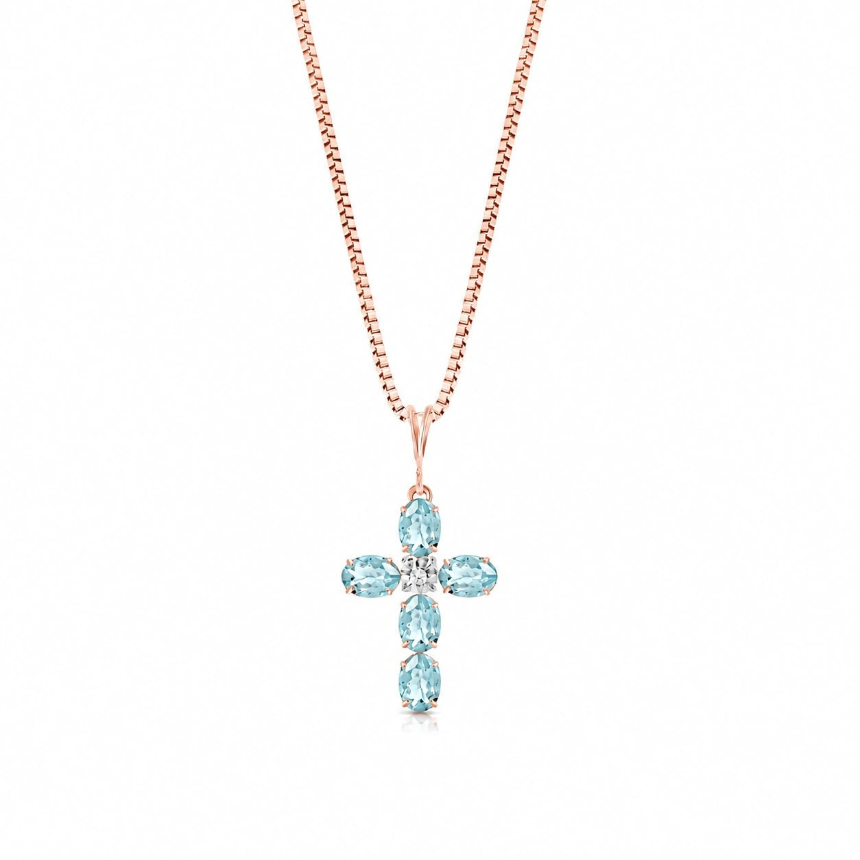 Rose Gold Grace Necklace Aquamarine 10K — Nadia