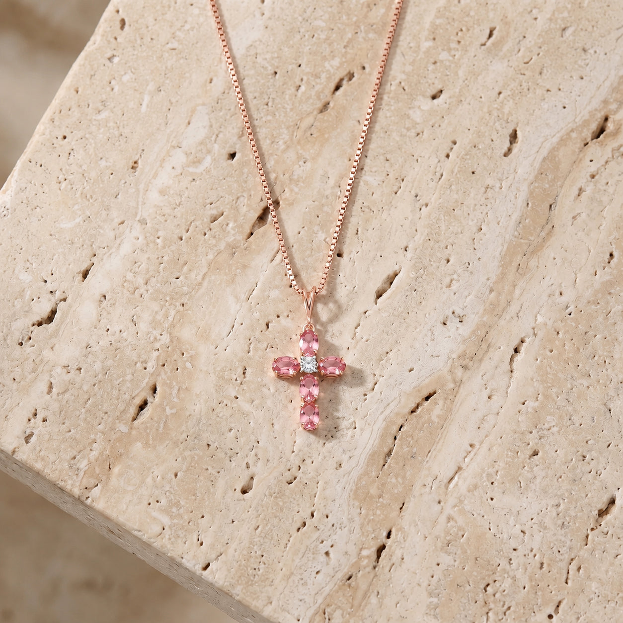 Rose Gold Grace Necklace Aquamarine 10K — Nadia