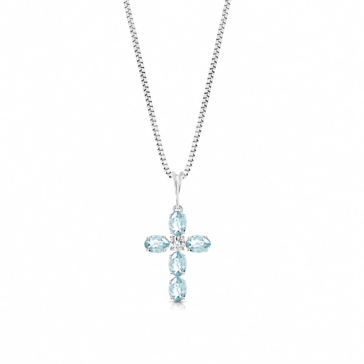 White Gold Grace Necklace Aquamarine 10K — Nadia