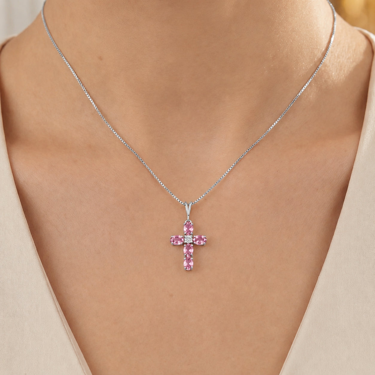 White Gold Grace Necklace Aquamarine 10K — Nadia