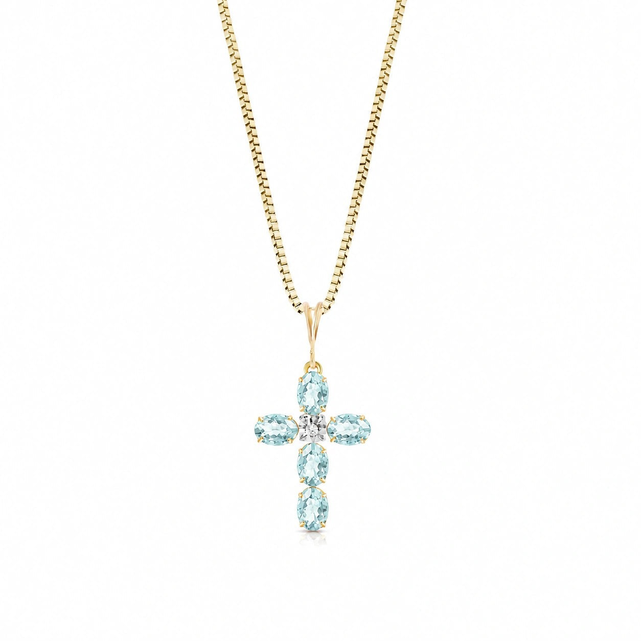 Yellow Gold Grace Necklace Aquamarine 10K — Nadia