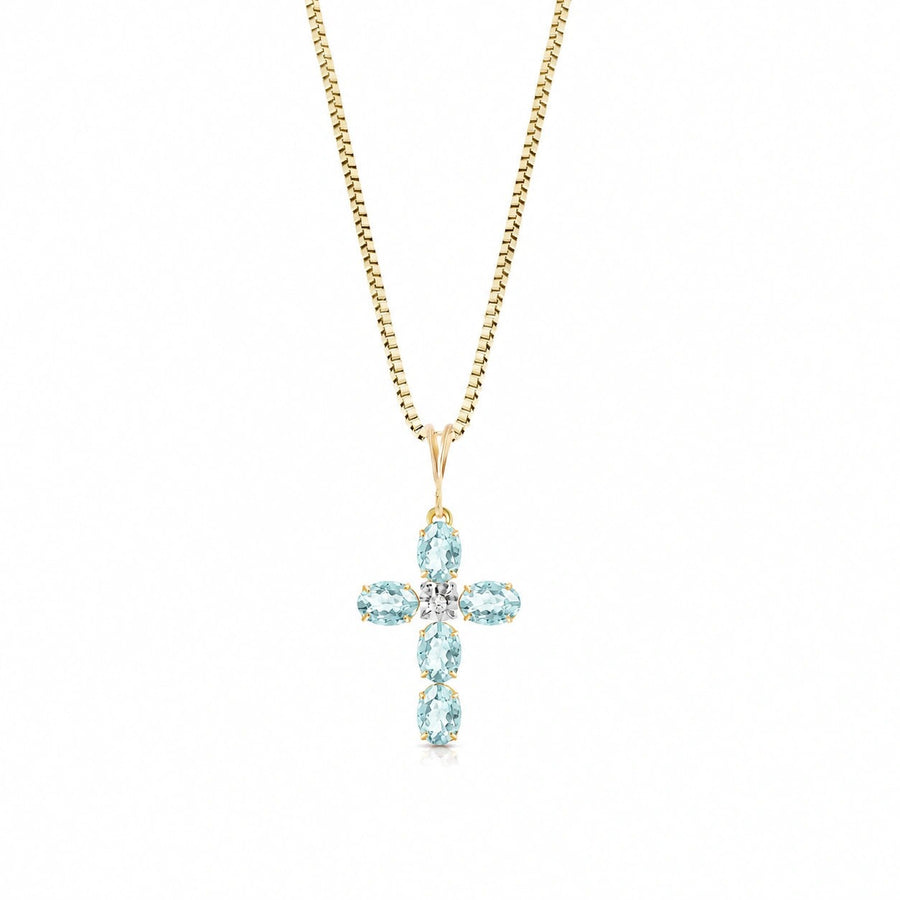 Yellow Gold Grace Necklace Aquamarine 10K — Nadia