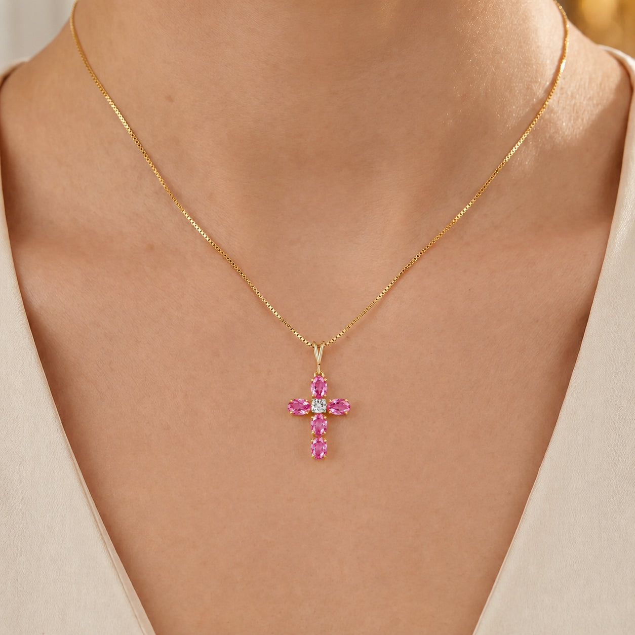 Yellow Gold Grace Necklace Aquamarine 10K — Nadia