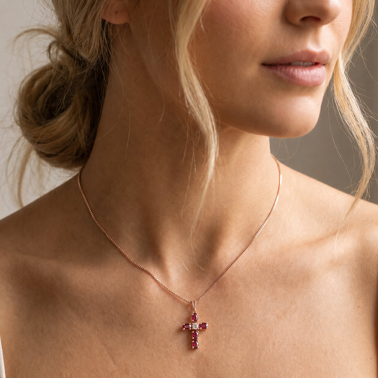 Rose Gold Grace Necklace Pink Topaz 10K — Nadia