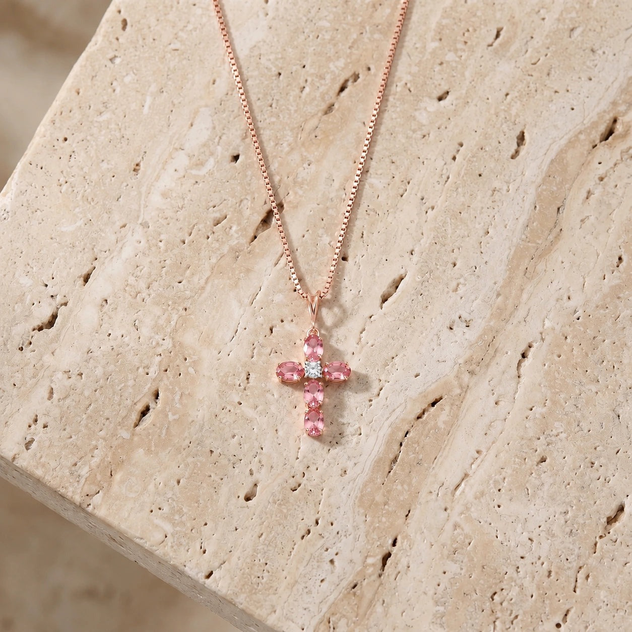 Rose Gold Grace Necklace Pink Topaz 10K — Nadia