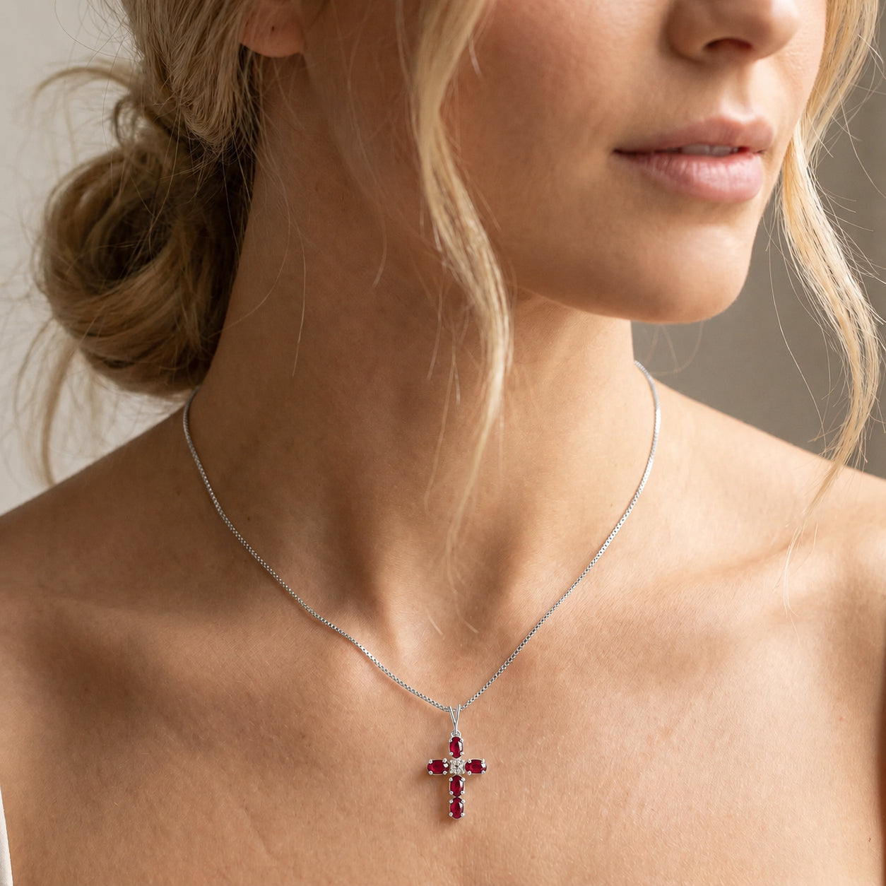 White Gold Grace Necklace Pink Topaz 10K — Nadia