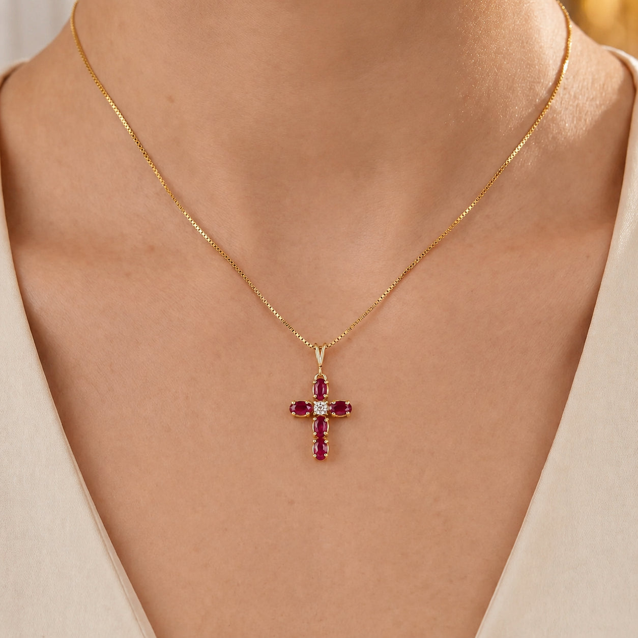 Yellow Gold Grace Necklace Pink Topaz 10K — Nadia