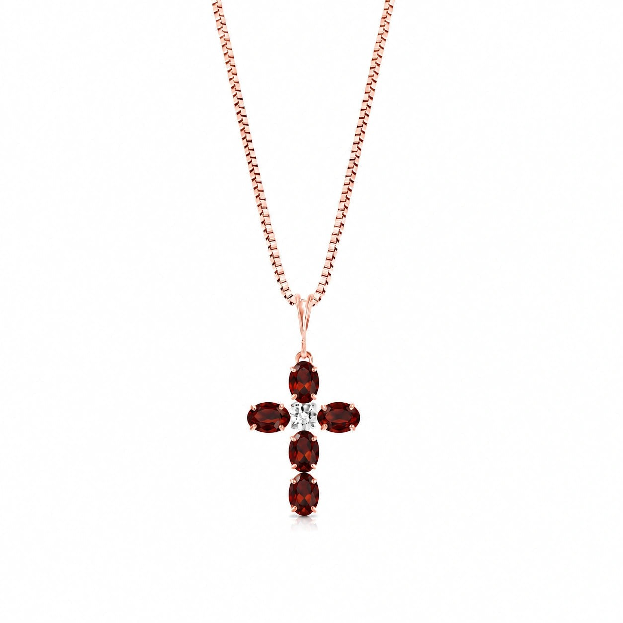 Rose Gold Grace Necklace Garnet 10K — Nadia