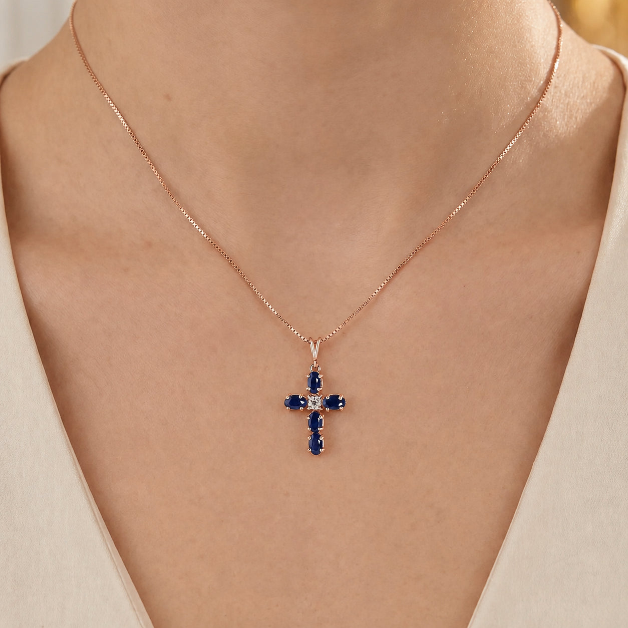 Rose Gold Grace Necklace Garnet 10K — Nadia