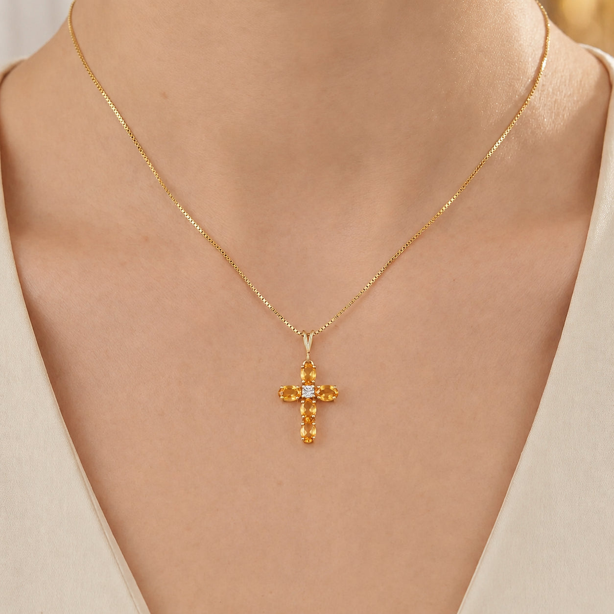 Yellow Gold Grace Necklace Citrine 10K — Nadia