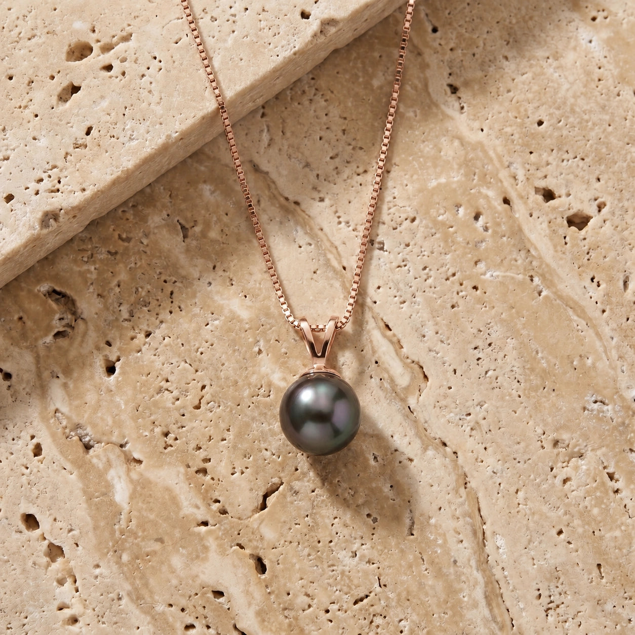 Rose Gold Aura Necklace Pearl 10K — Cassandra
