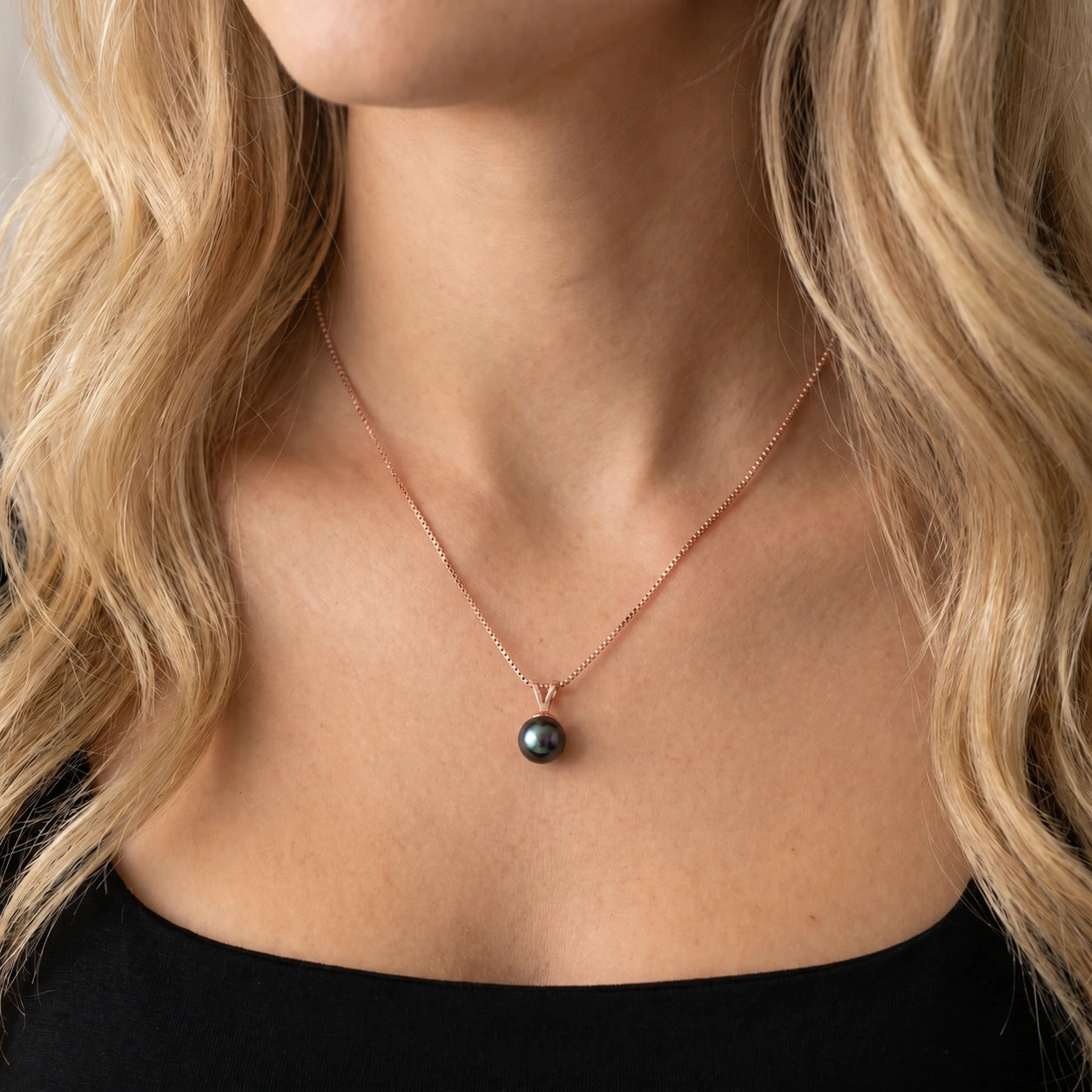 Rose Gold Aura Necklace Pearl 10K — Cassandra