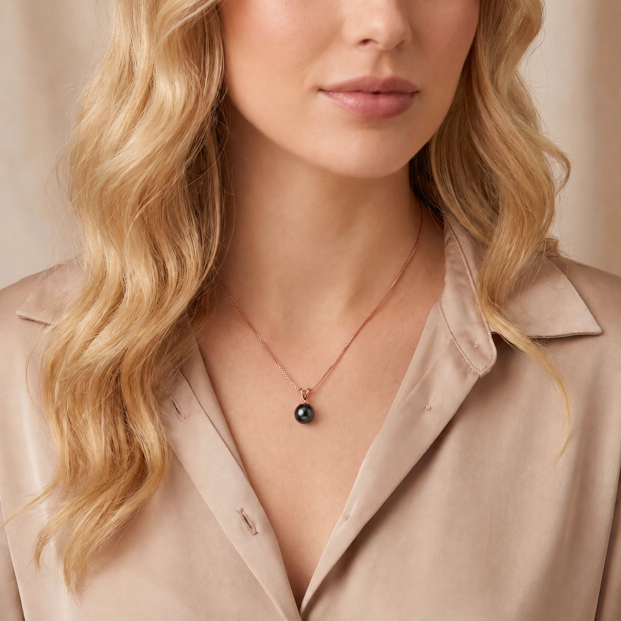 Rose Gold Aura Necklace Pearl 10K — Cassandra
