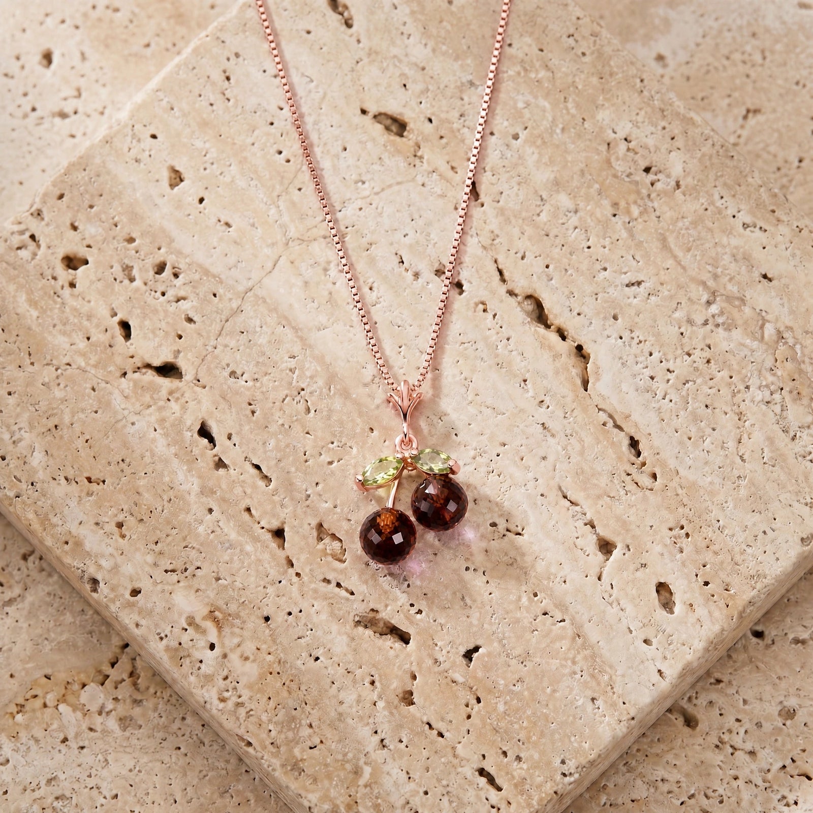 Rose Gold Peridot & Garnet — Edda