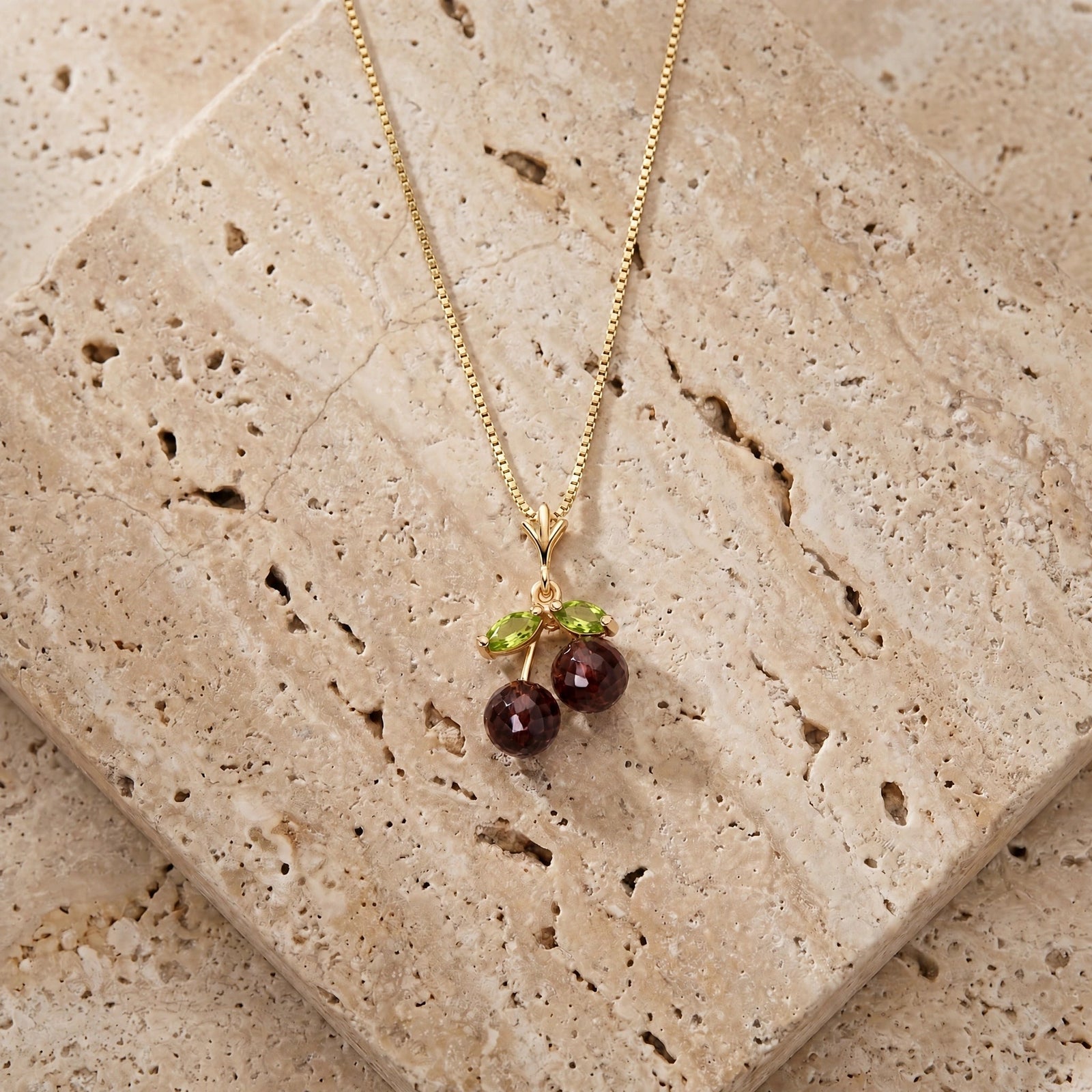 Yellow Gold Peridot & Garnet — Edda