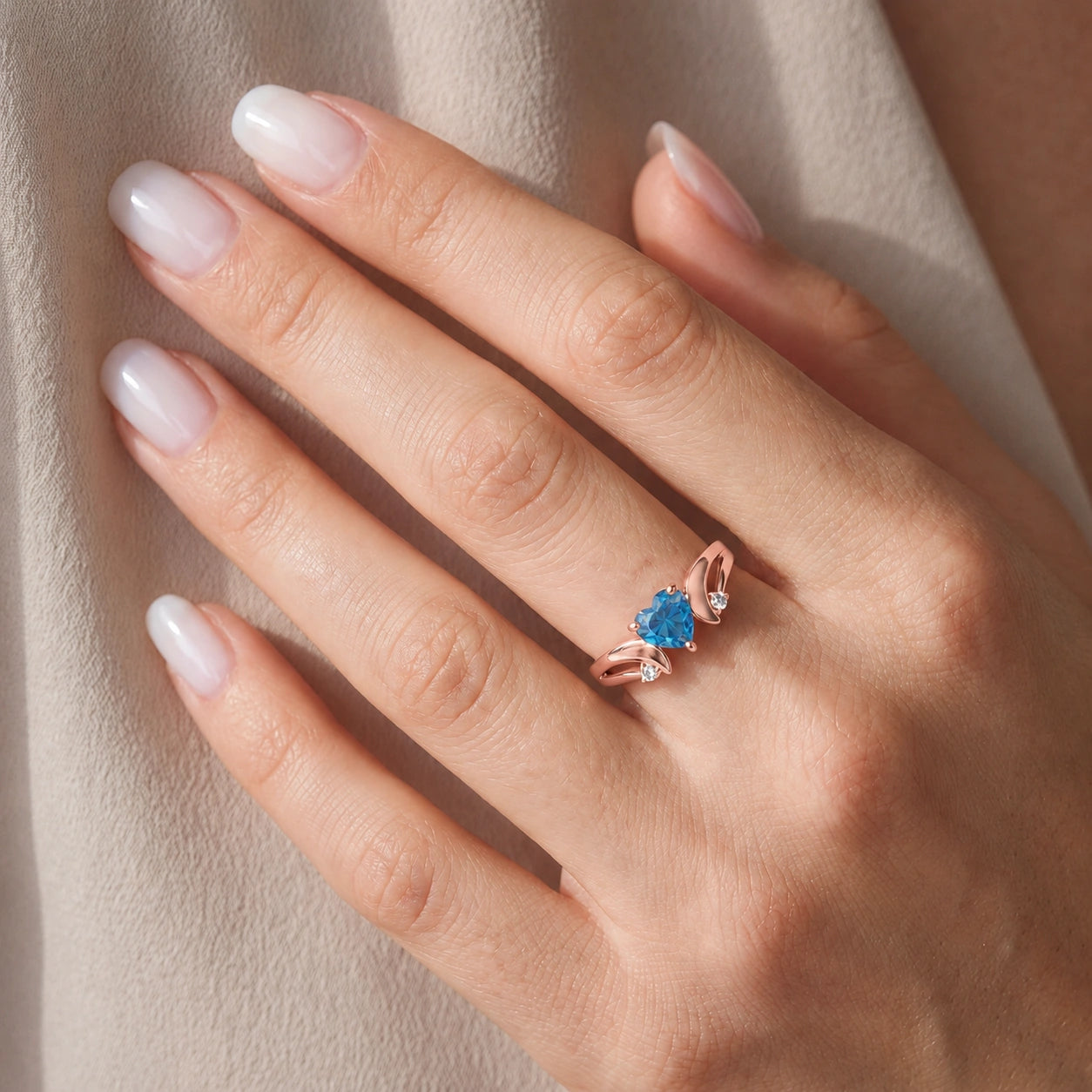 Rose Gold Diamond & Blue Topaz — Annetta