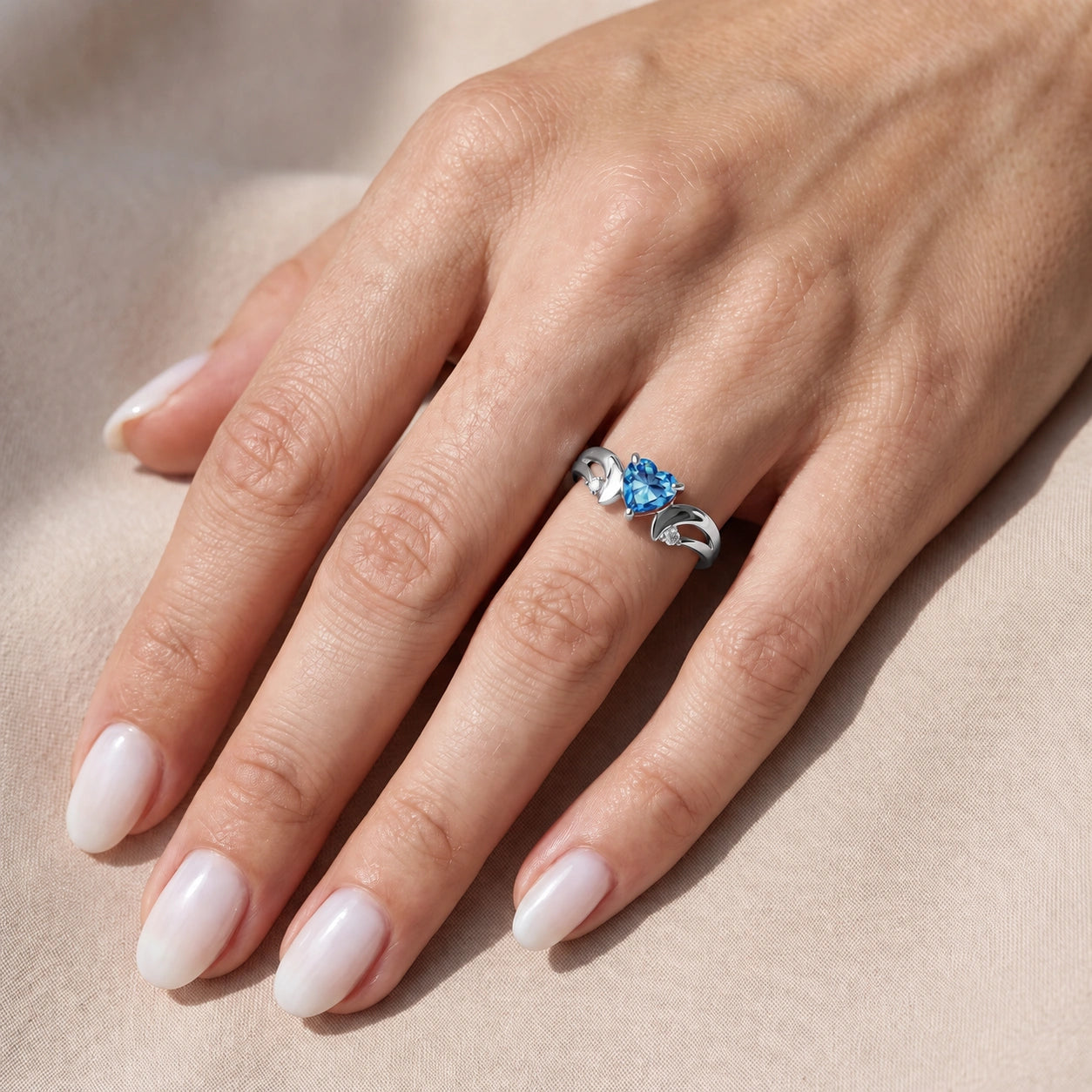 White Gold Diamond & Blue Topaz — Annetta