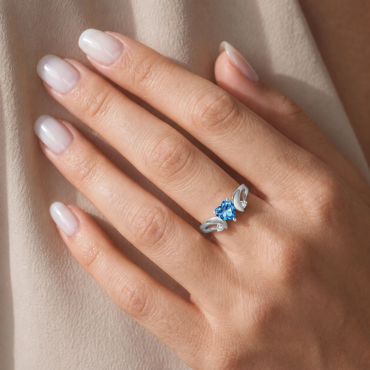 White Gold Diamond & Blue Topaz — Annetta