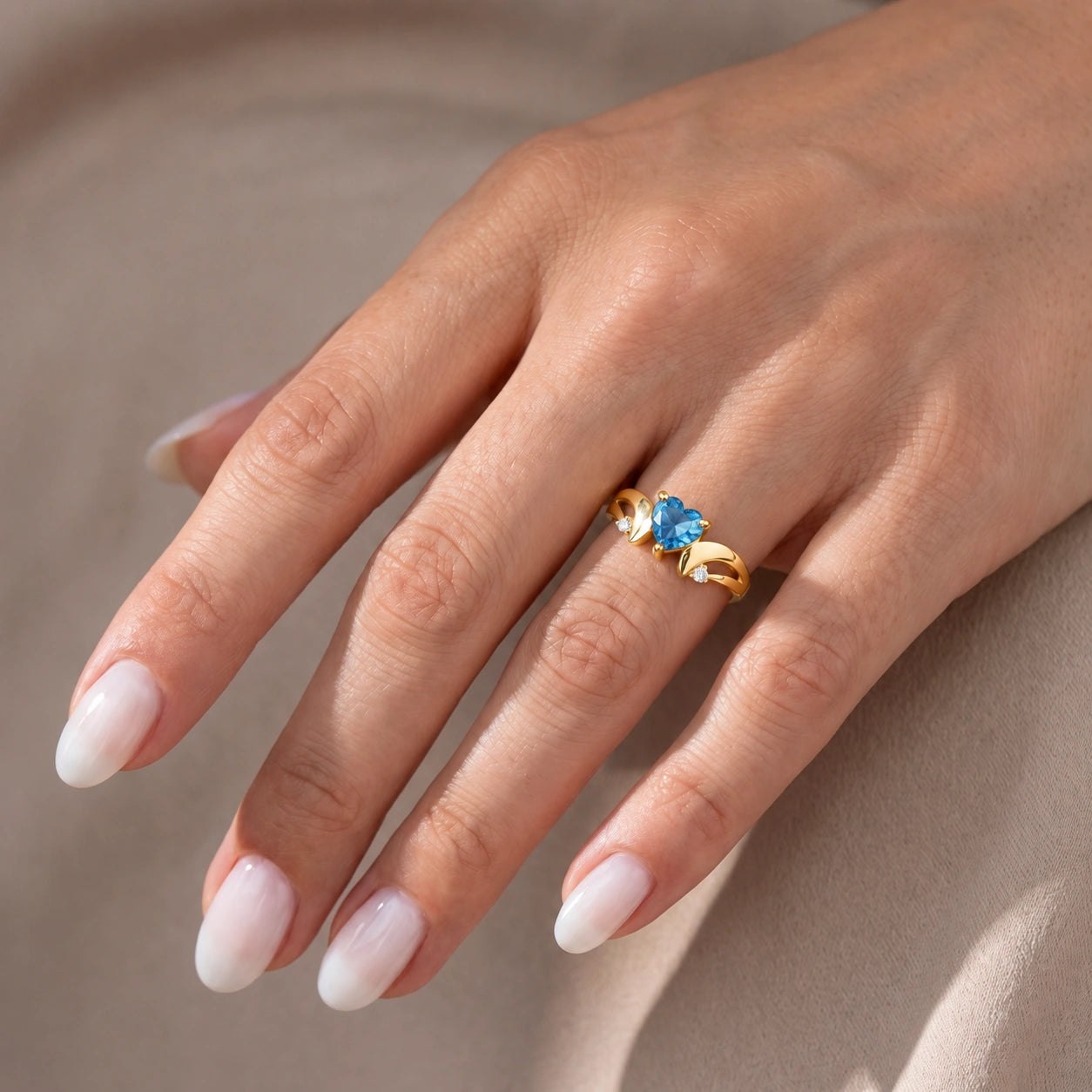 Yellow Gold Diamond & Blue Topaz — Annetta