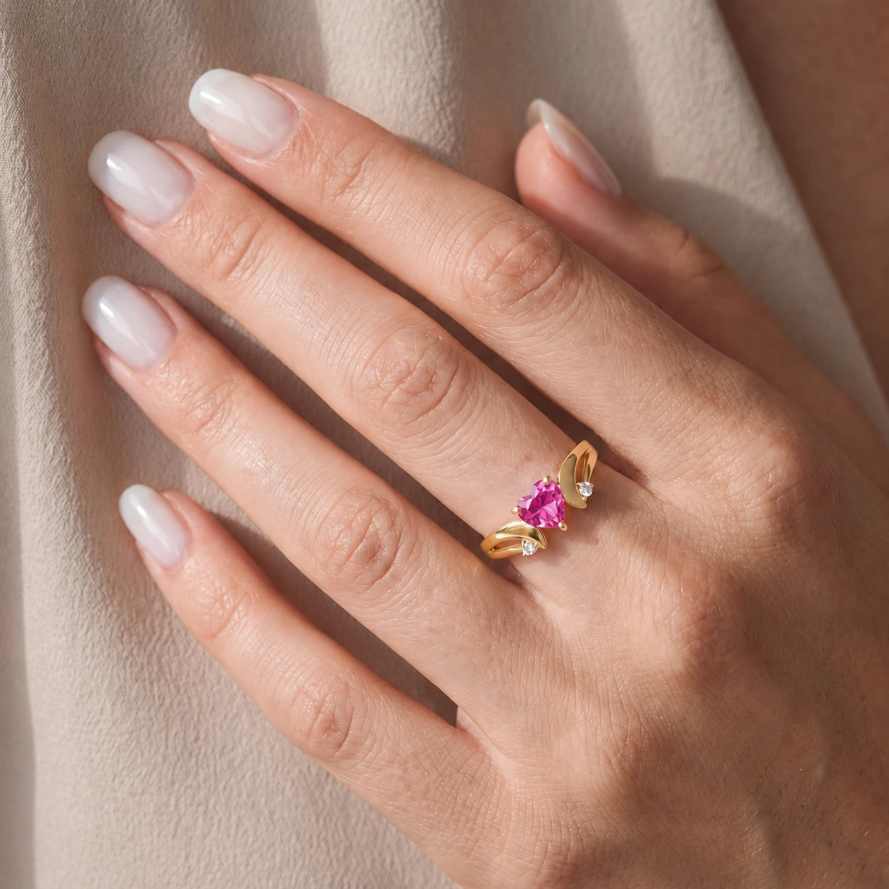 Yellow Gold Diamond & Pink Topaz — Annetta