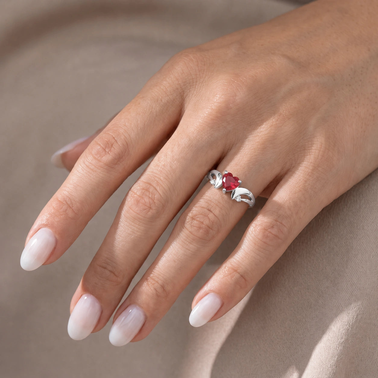 White Gold Garnet & Diamond — Annetta
