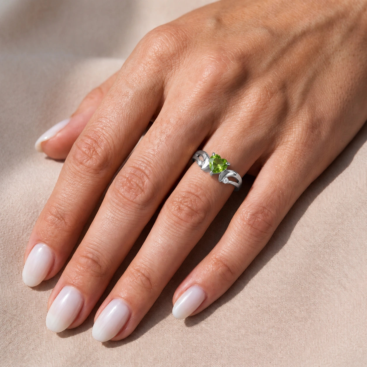 White Gold Peridot & Diamond — Annetta