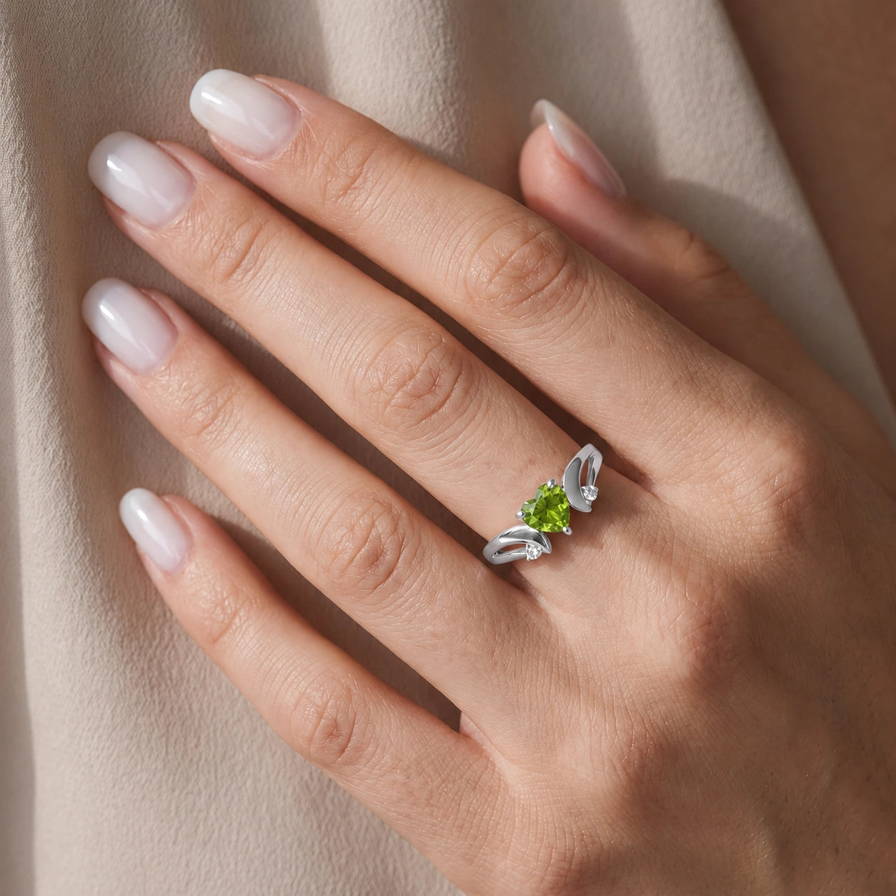 White Gold Peridot & Diamond — Annetta