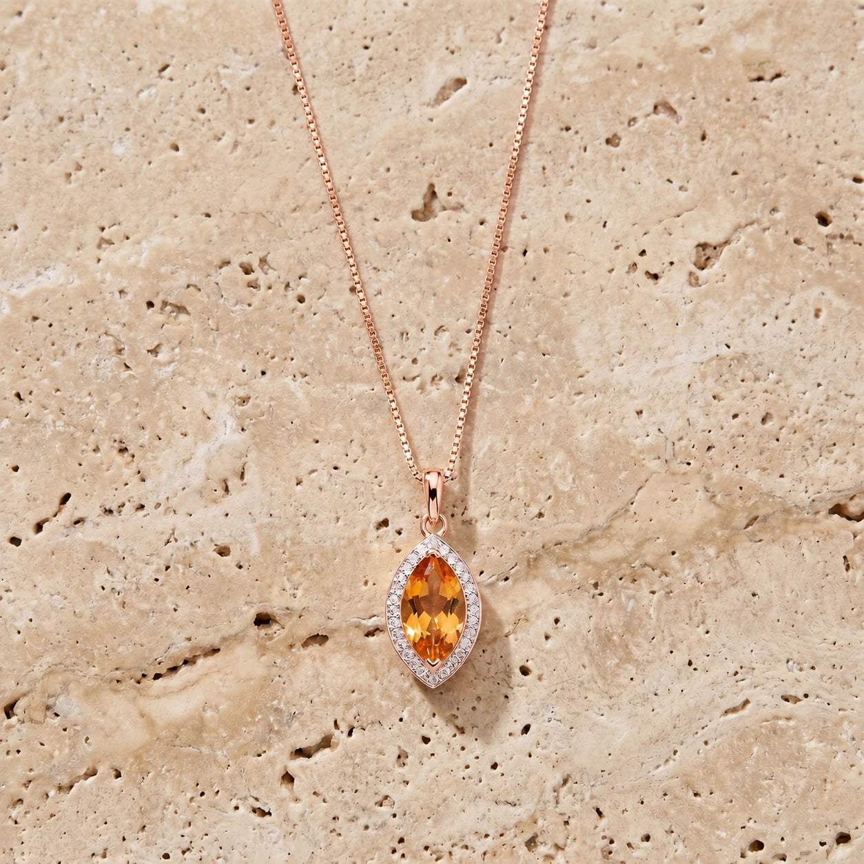 Rose Gold Pendant Necklace Blue Topaz 10K — Immacolata