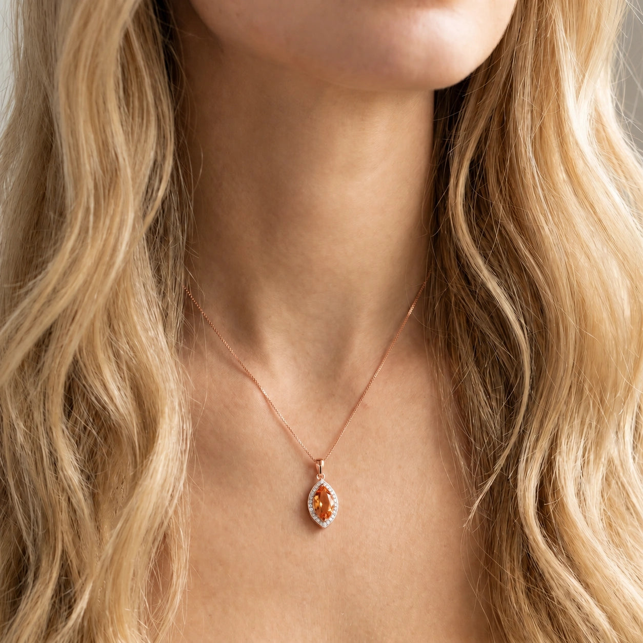 Rose Gold Pendant Necklace Blue Topaz 10K — Immacolata