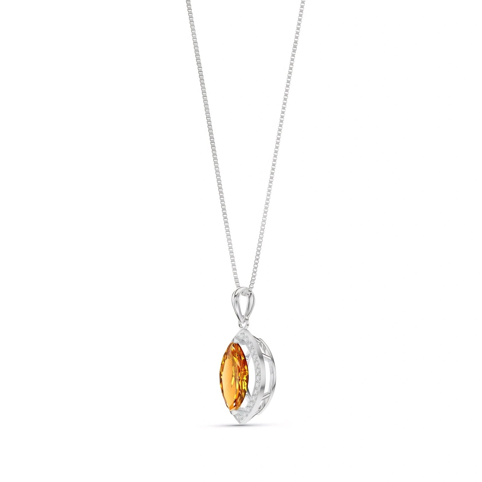White Gold Pendant Necklace Blue Topaz 10K — Immacolata