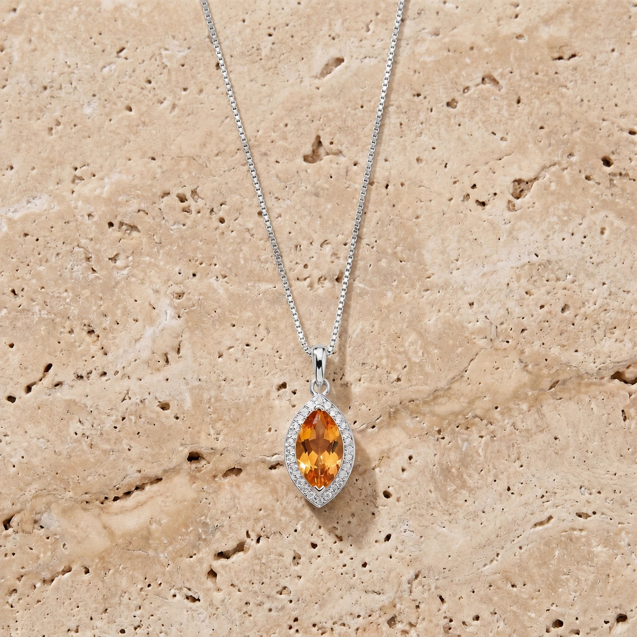 White Gold Pendant Necklace Blue Topaz 10K — Immacolata