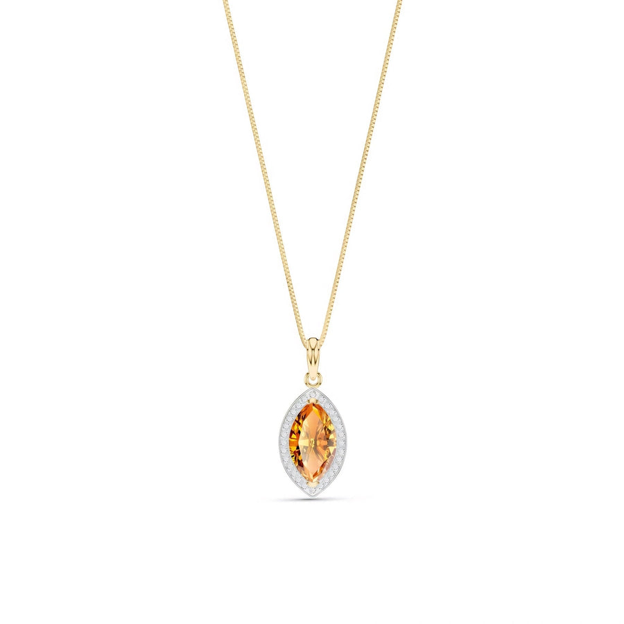 Yellow Gold Pendant Necklace Blue Topaz 10K — Immacolata