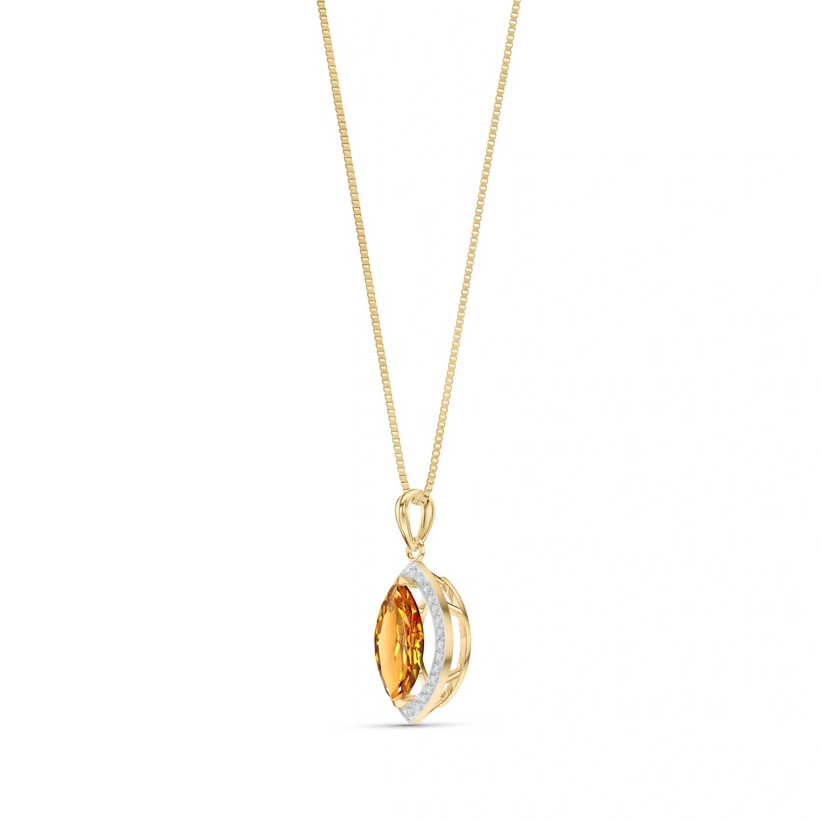 Yellow Gold Pendant Necklace Blue Topaz 10K — Immacolata