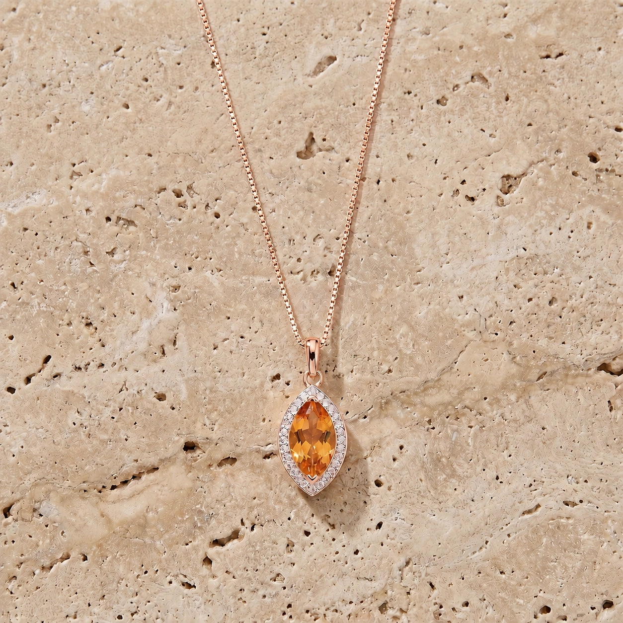 Rose Gold Pendant Necklace Citrine 10K — Immacolata