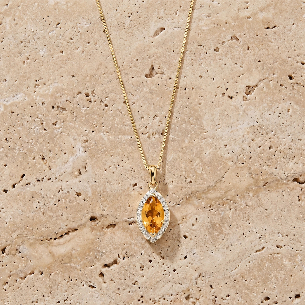 Yellow Gold Pendant Necklace Citrine 10K — Immacolata