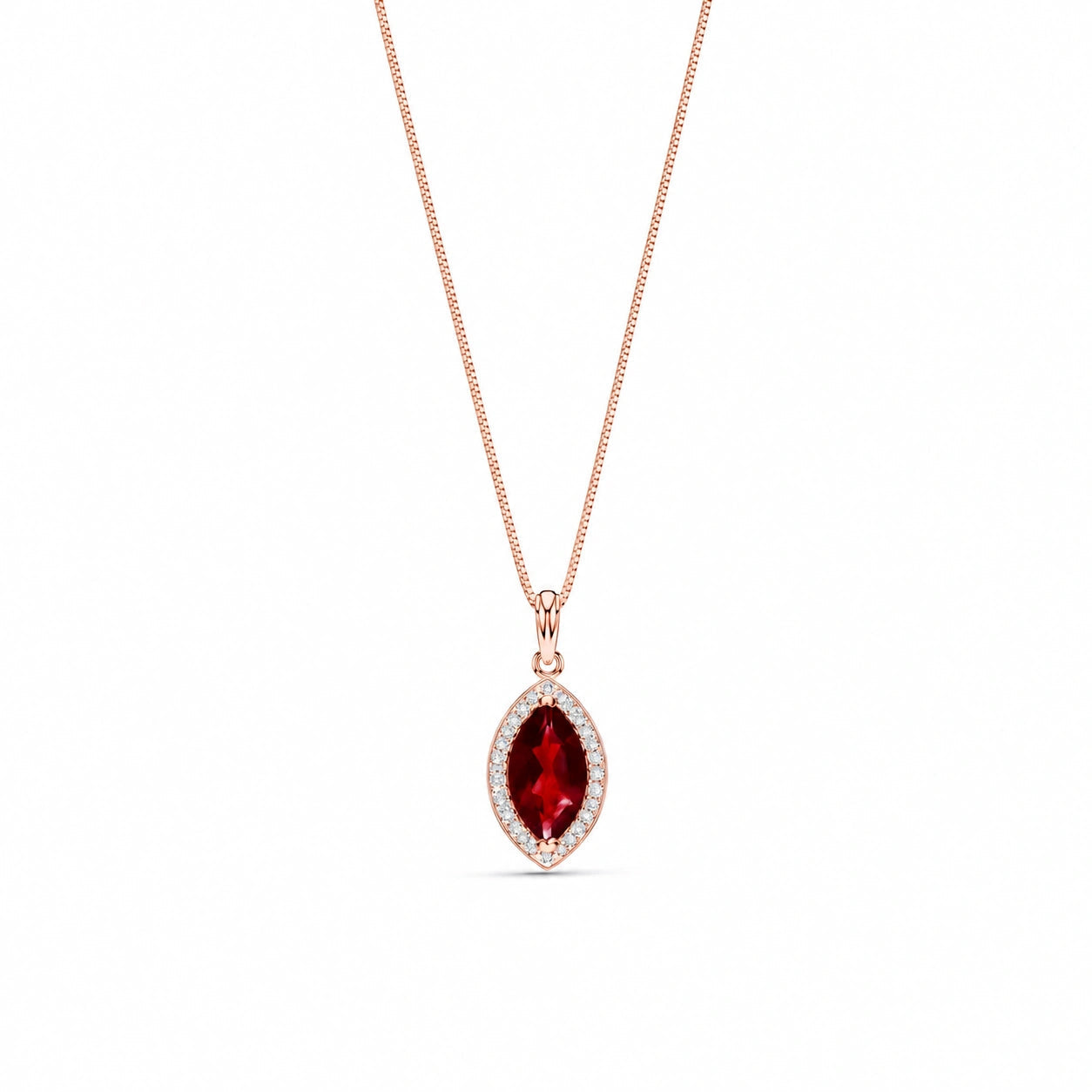 Rose Gold Pendant Necklace Garnet 10K — Immacolata