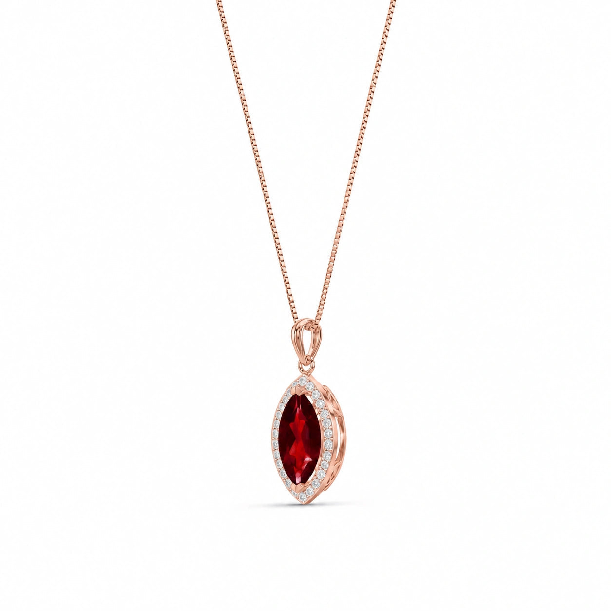 Rose Gold Pendant Necklace Garnet 10K — Immacolata