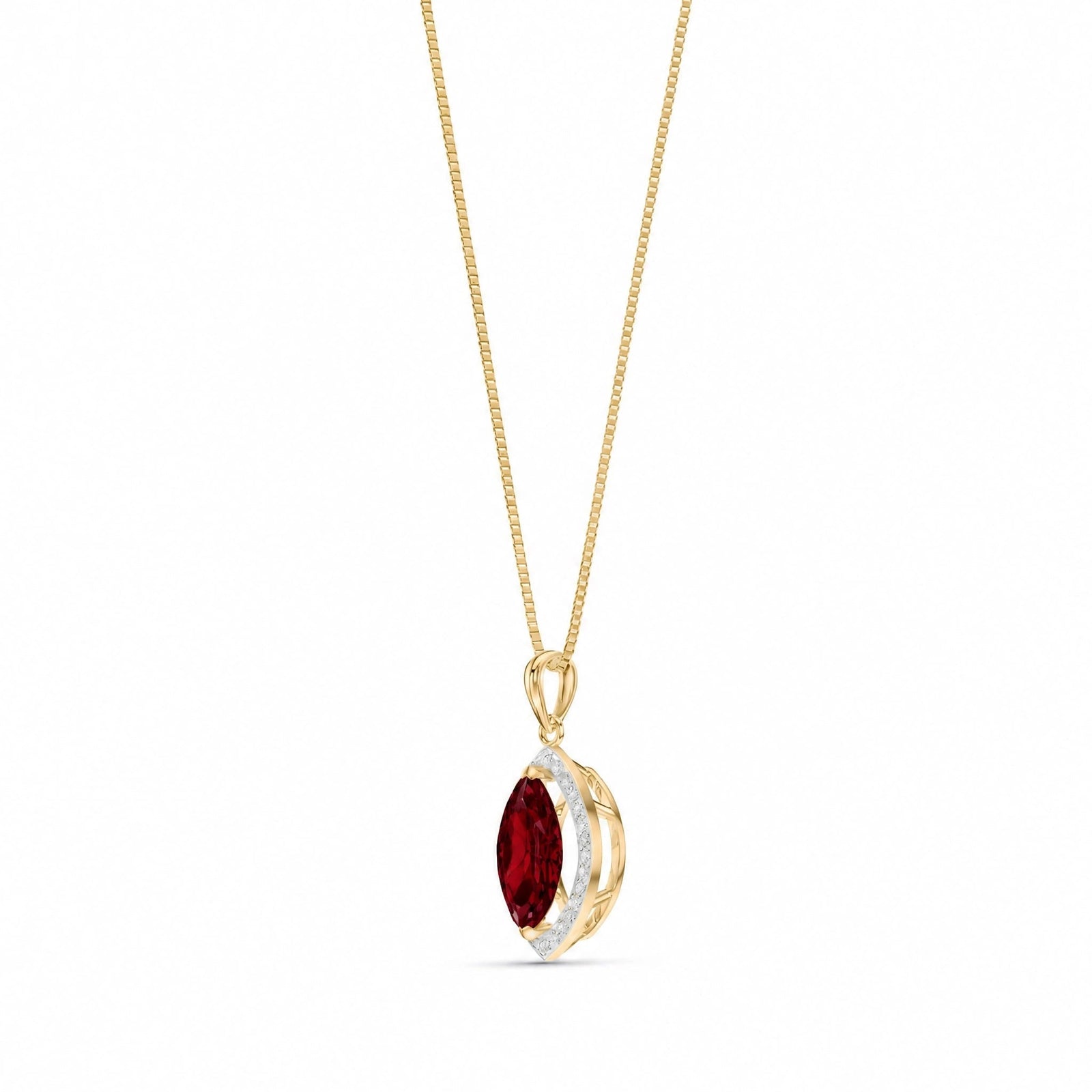 Yellow Gold Pendant Necklace Garnet 10K — Immacolata