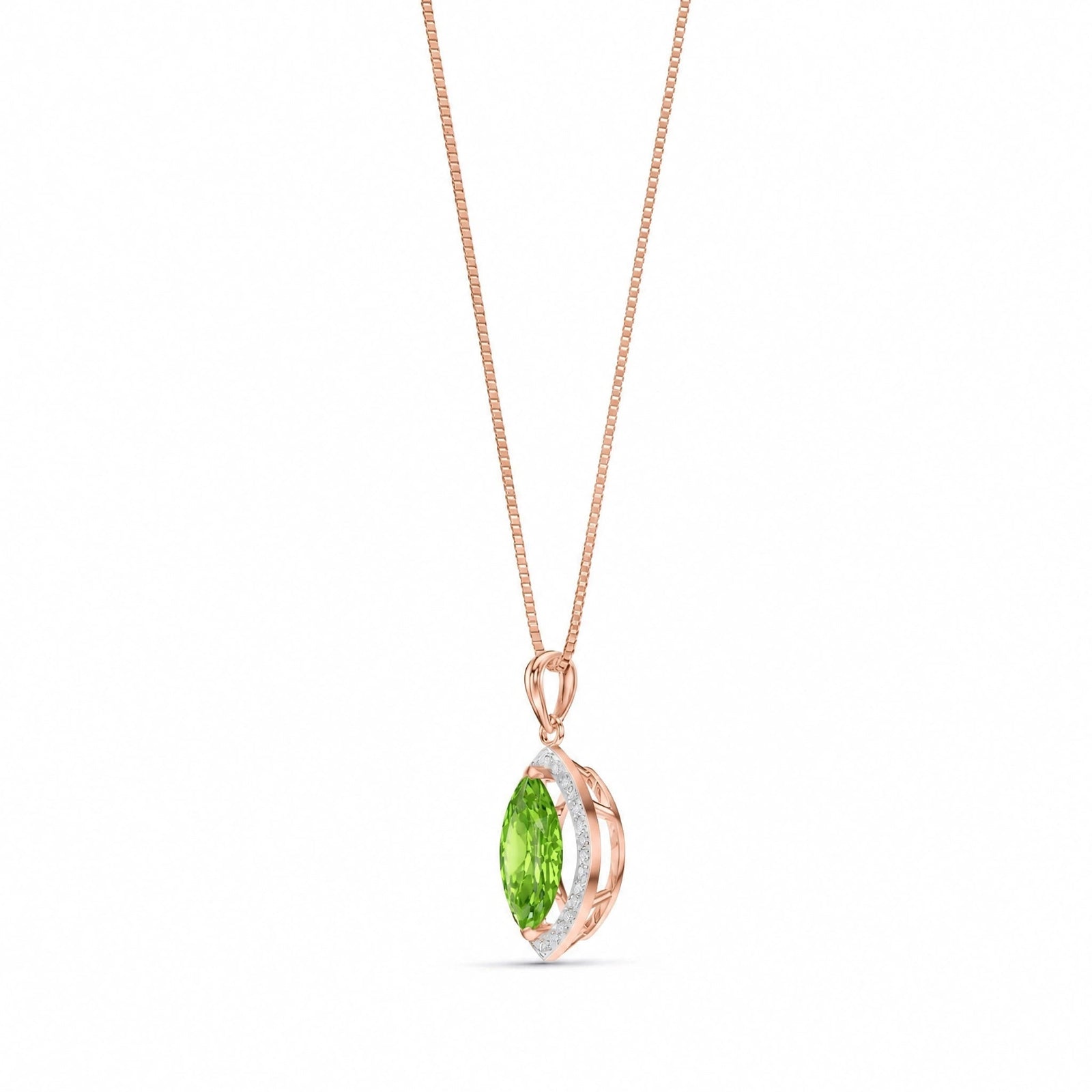 Rose Gold Pendant Necklace Peridot 10K — Immacolata