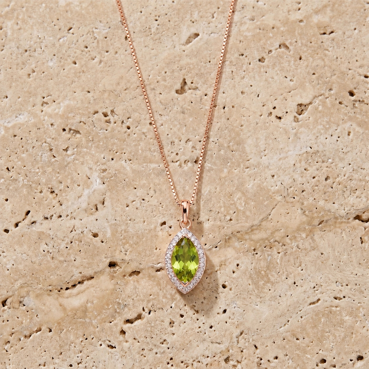Rose Gold Pendant Necklace Peridot 10K — Immacolata